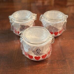 Glass Storage Food Spice Craft Jars with Hearts  Ikea Set of 3 New